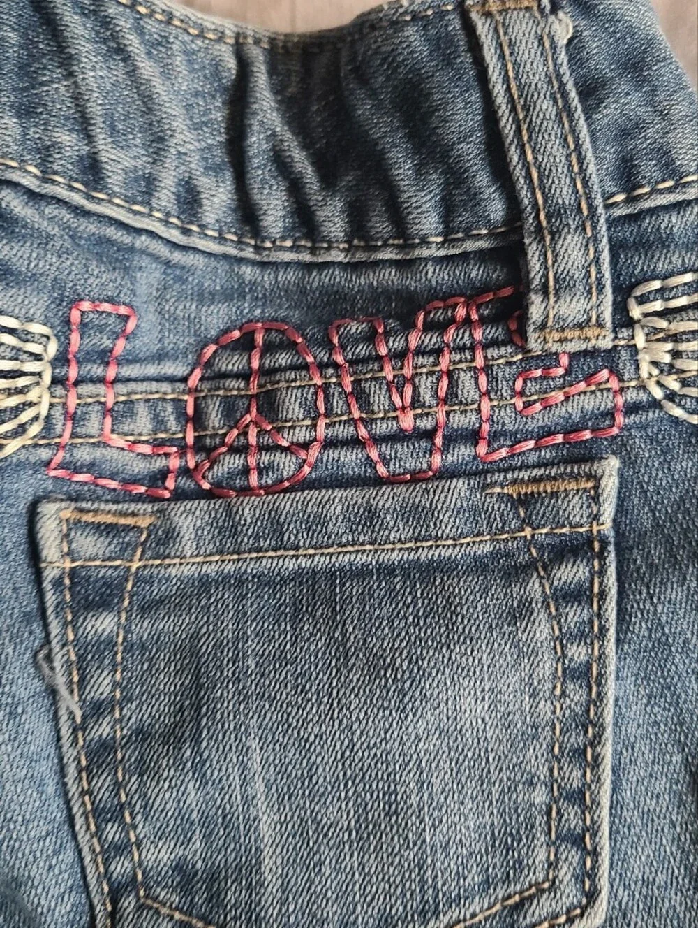 Old Navy Light Blue Skinny Jeans with Embroidered Hearts